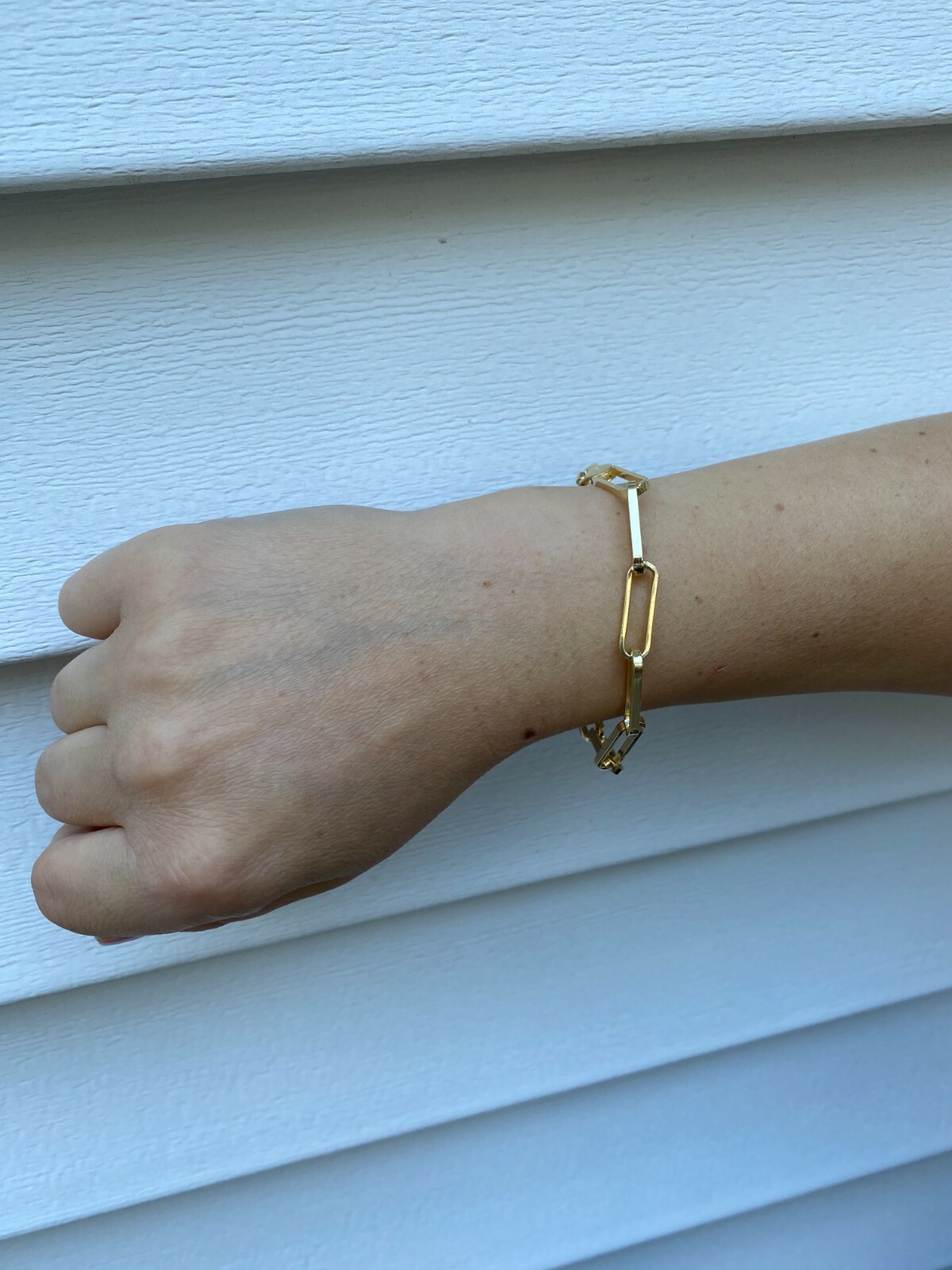 14k Gold Plated Solid 925 Silver Paperclip Chain Bracelet 7mm Necklace Italy