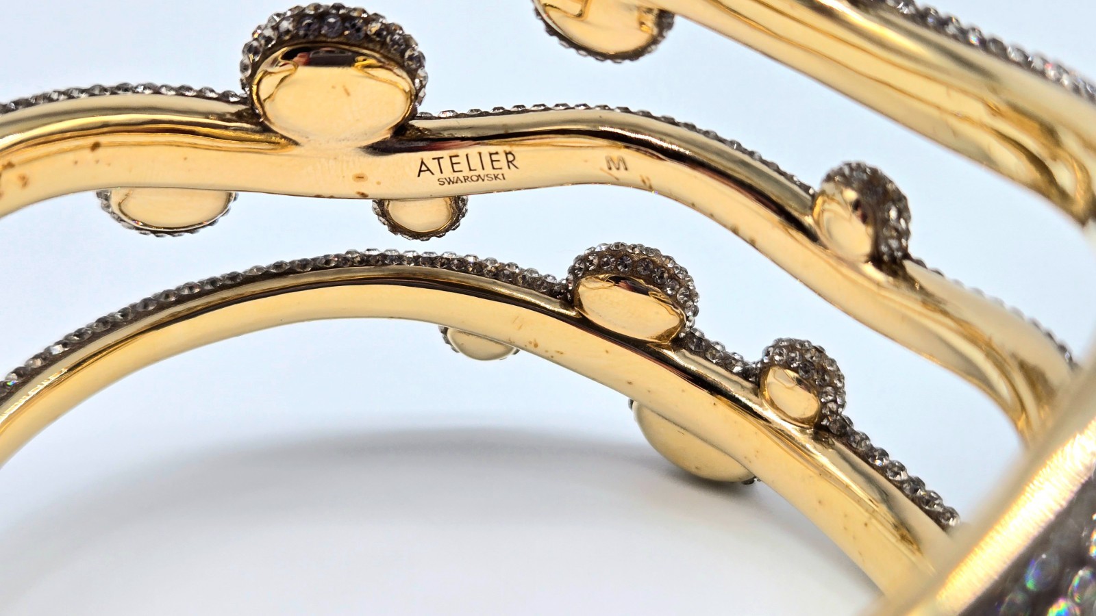 Atelier Swarovski Tigris Cuff Bracelet Crystal Pave Statement Wide Sparkle M