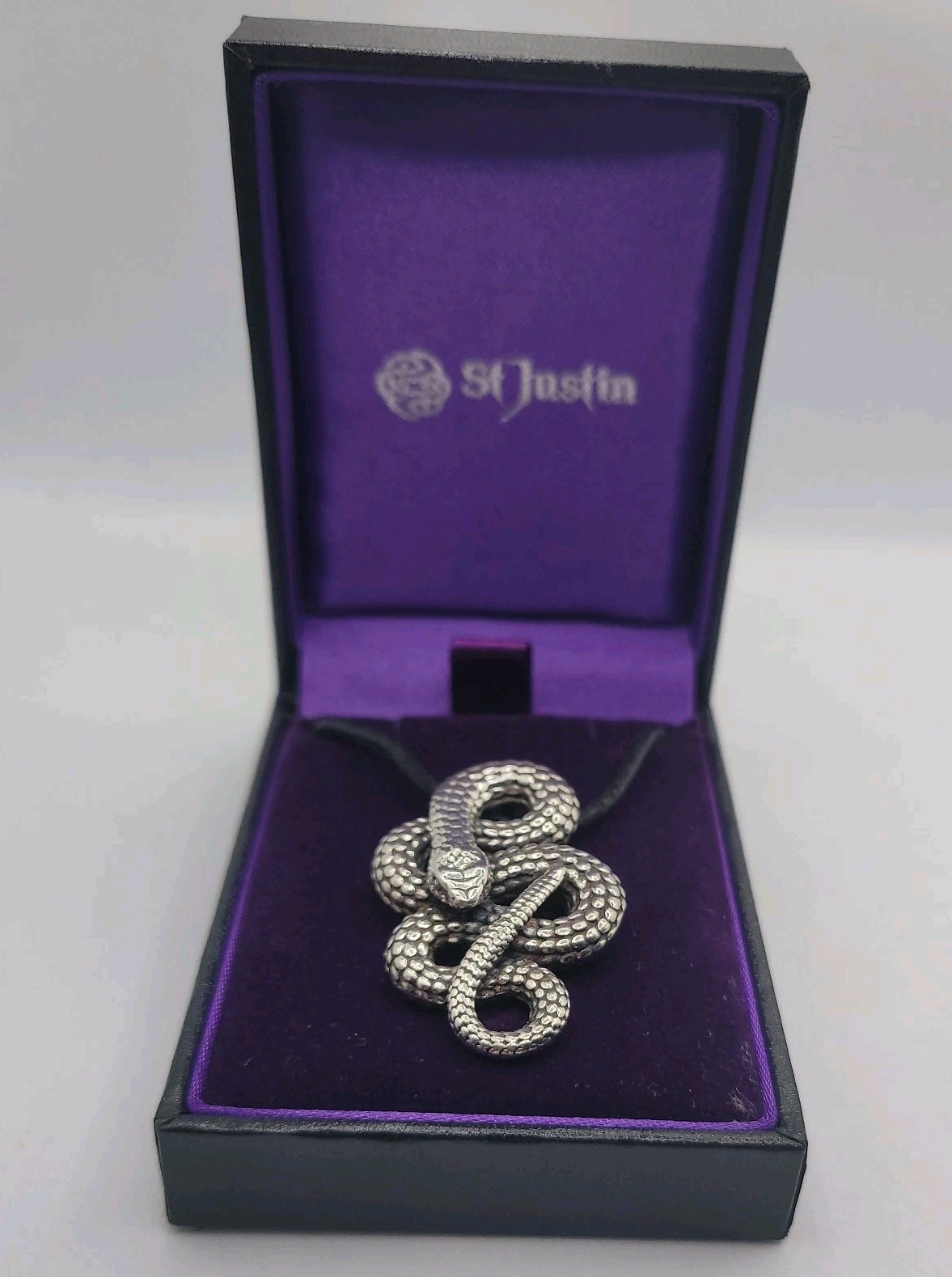 St Justin Pewter Coiled Snake Pendant Necklace Pendant United Kingdom