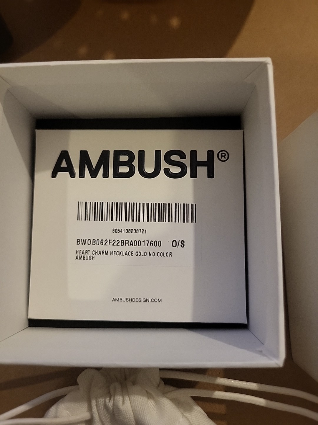 Ambush Heart Charm Necklace New Unisex Gold Coloured Brass Made In Japan