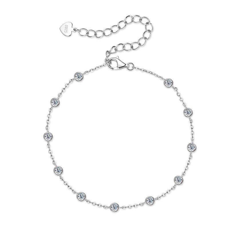 925 Sterling Silver Gold Plated Bezel Set Round Shape Moissanite Tennis Bracelet