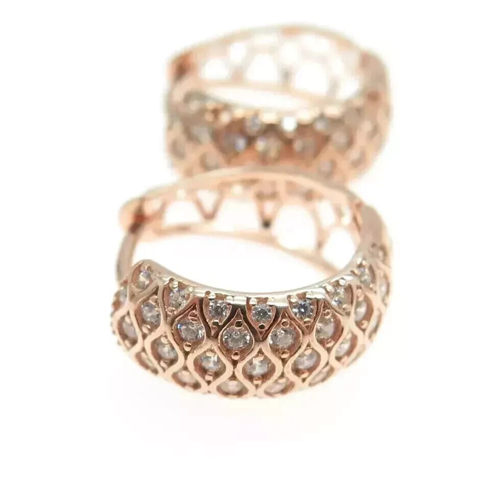 Hoop Women’s Earring 2Ct Round Cut Simulated Diamond 14K Rose Gold Plated