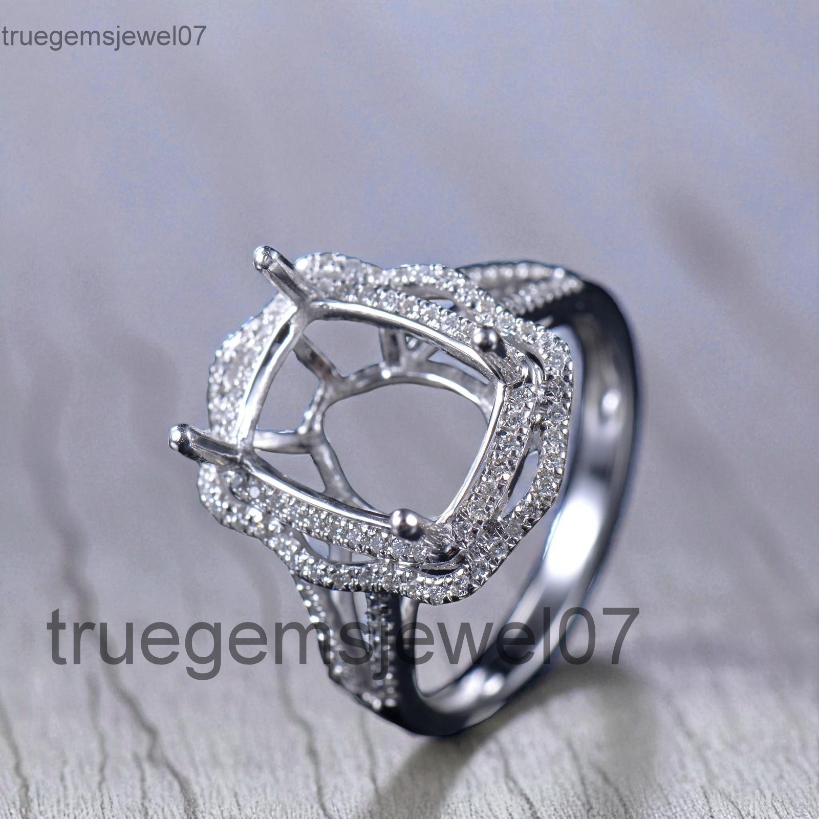 Beautiful Semi Mount Ring Setting Cushion Cut 8×10mm 925 Silver Wedding Ring