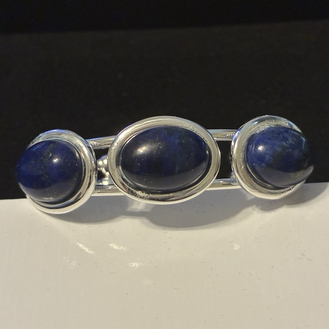 NEW! | Blue Lapis Cuff | 3, 18×13 Ovals | Silver Plated