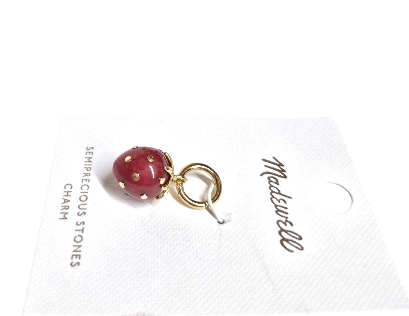 Madewell Semiprecious Strawberry Charm Antique Gold Red Brass Nickel Safe New