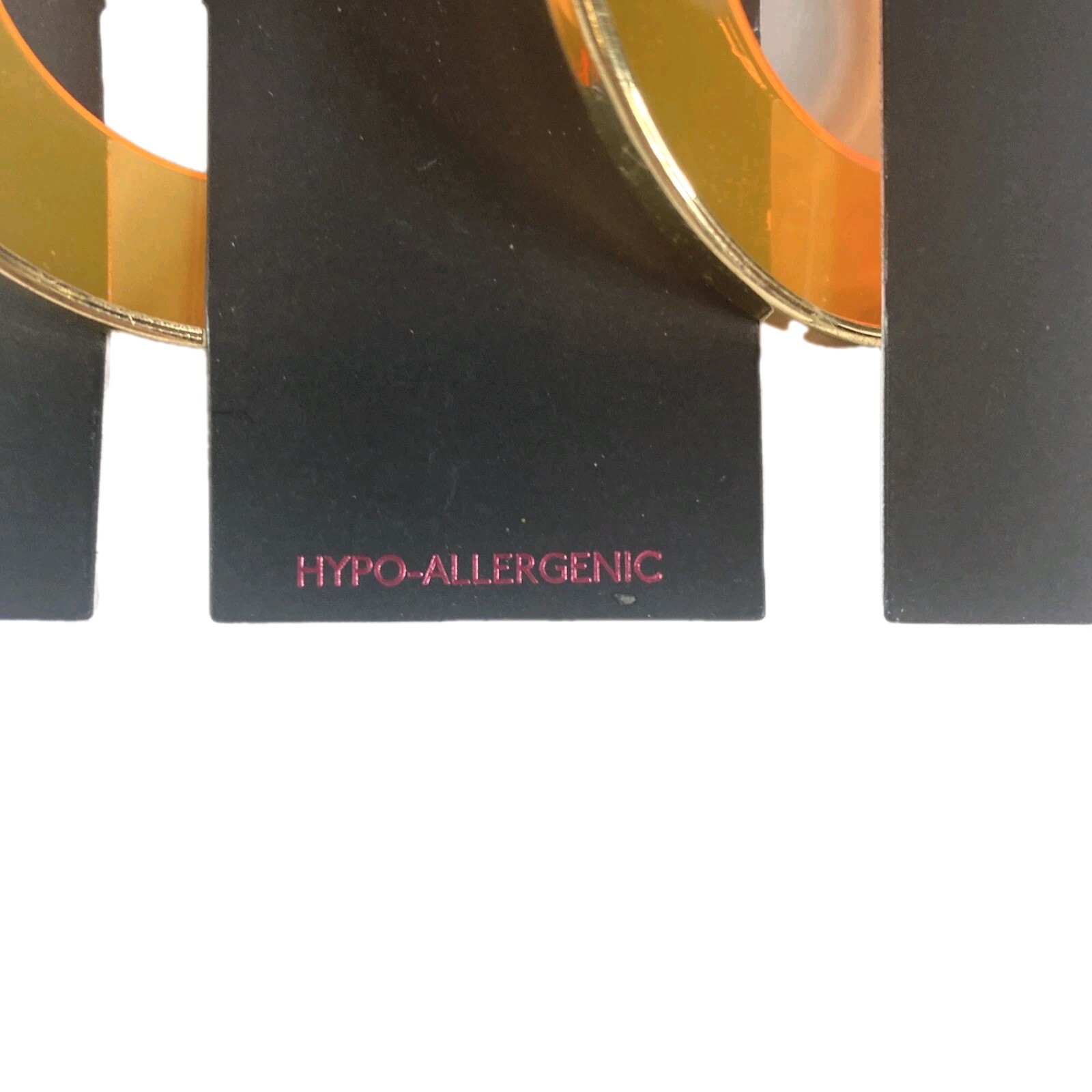 No Boundaries 1 Pair Gold Tone And Neon Orange Hoop Earrings w/ Leverback 3″