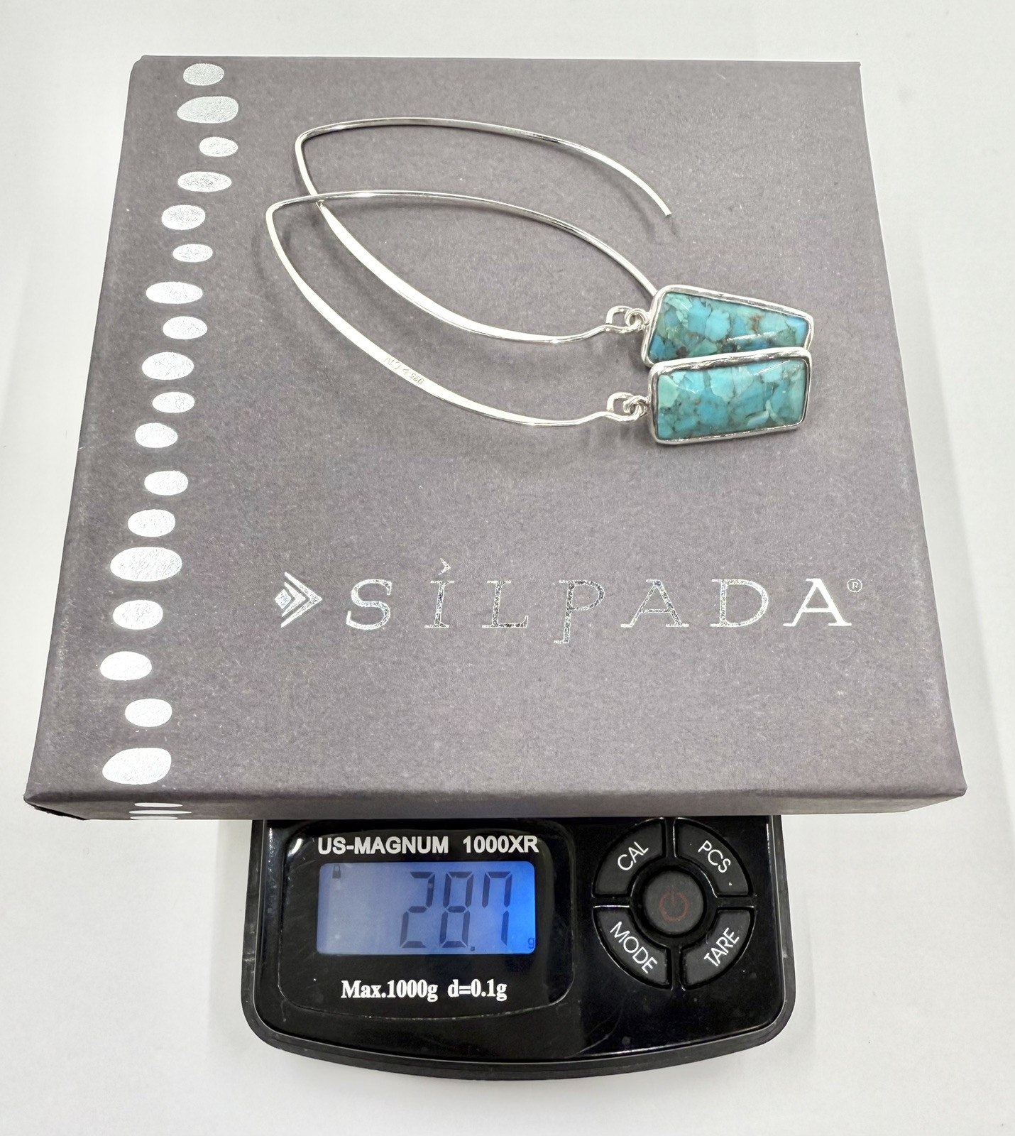 SILPADA W3379 STERLING 925 COMPRESSED TURQUOISE OASIS THREADER EARRINGS (T580)