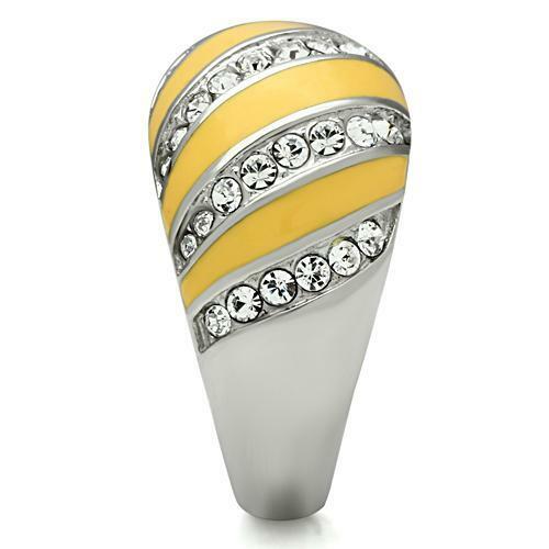 TK506 – High polished (no plating) Stainless Steel Ring with Top Grade Crystal
