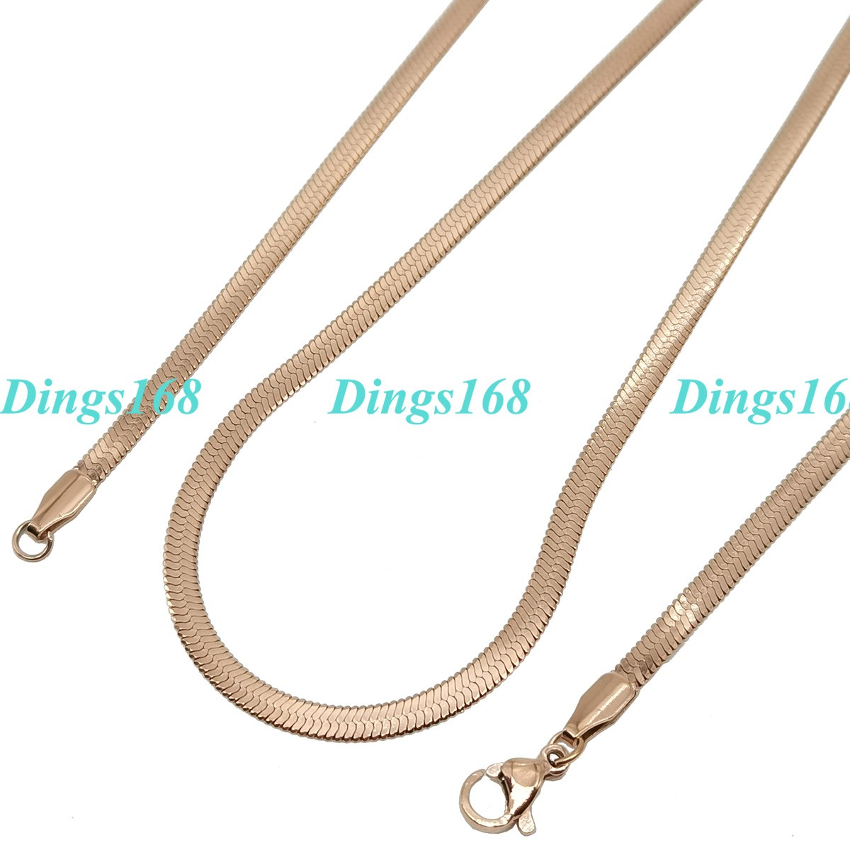 Real 18K Rose Gold Filled Tarnish-Free 2mm Thin 24inch Flat Snake Chain Necklace
