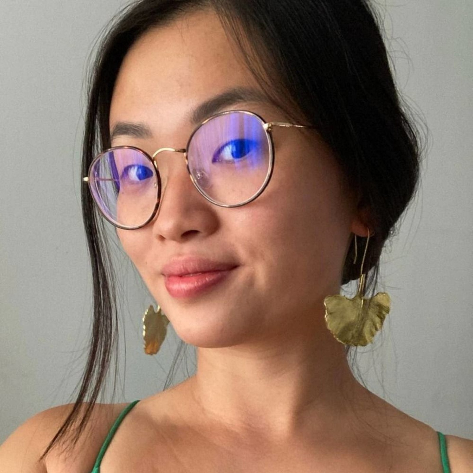 Ginkgo Leaf Gold tone Fan Statement Drop Earrings NEW! 630A4