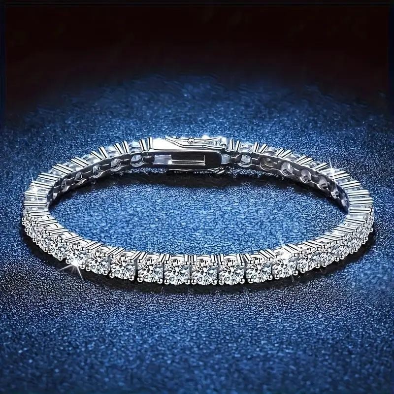 Women’s Tennis Bracelet 925 Sterling Silver Moissanite Wedding Jewelry Gift