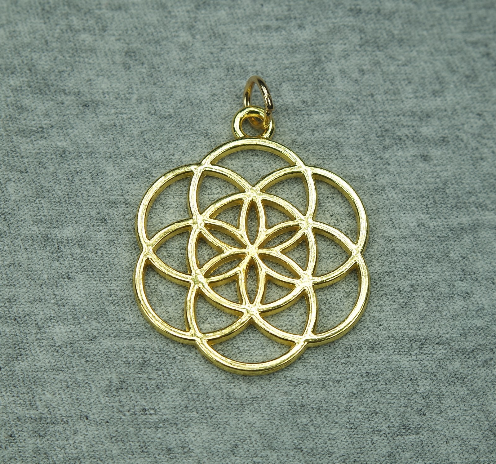 Large Seed Of Life Pendant or Earrings Gold Plated Charm 34.25mm