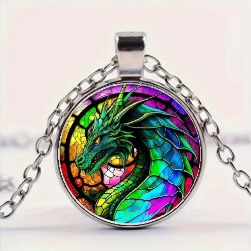 Simple And Stylish Dragon Pattern Round Pendant Necklace