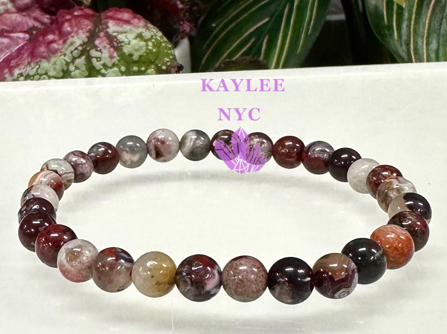 Wholesale 6 Pcs Natural Mexican Lace Agate 6mm 7.5” Stretch Bracelet