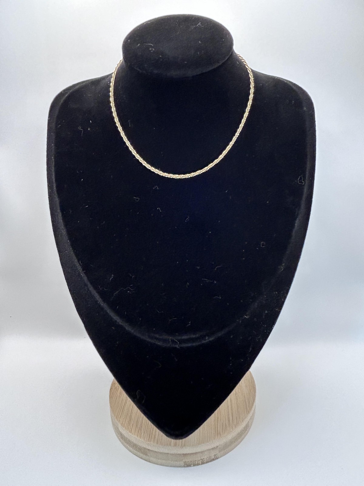 Necklace Gold Tone Twisted Rope Chain Lobster Clasp Minimalist 12 Inch Layering