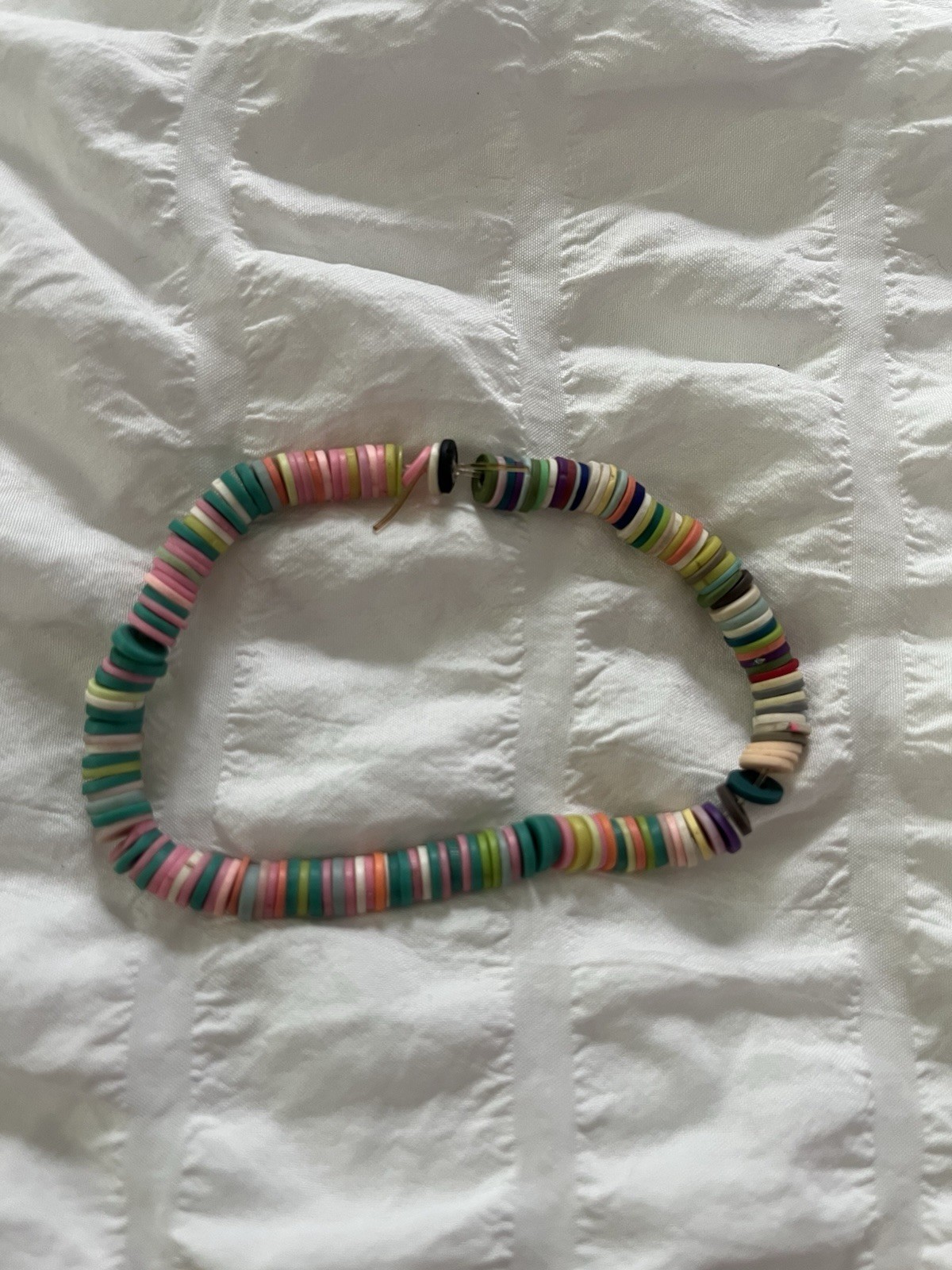 Multicolor Plastic Heishi Beaded Stretch Bracelet Slip-On No Clasp, Sizable