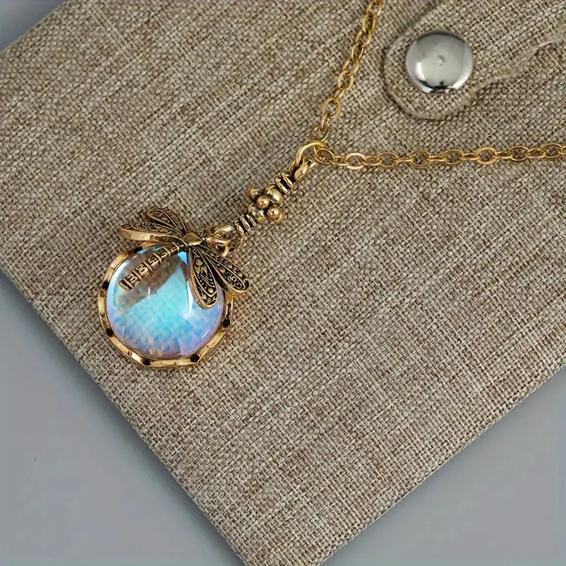 Vintage Bohemian Dragonfly Rainbow Color Pendant Necklace Jewelry Gift Men Women