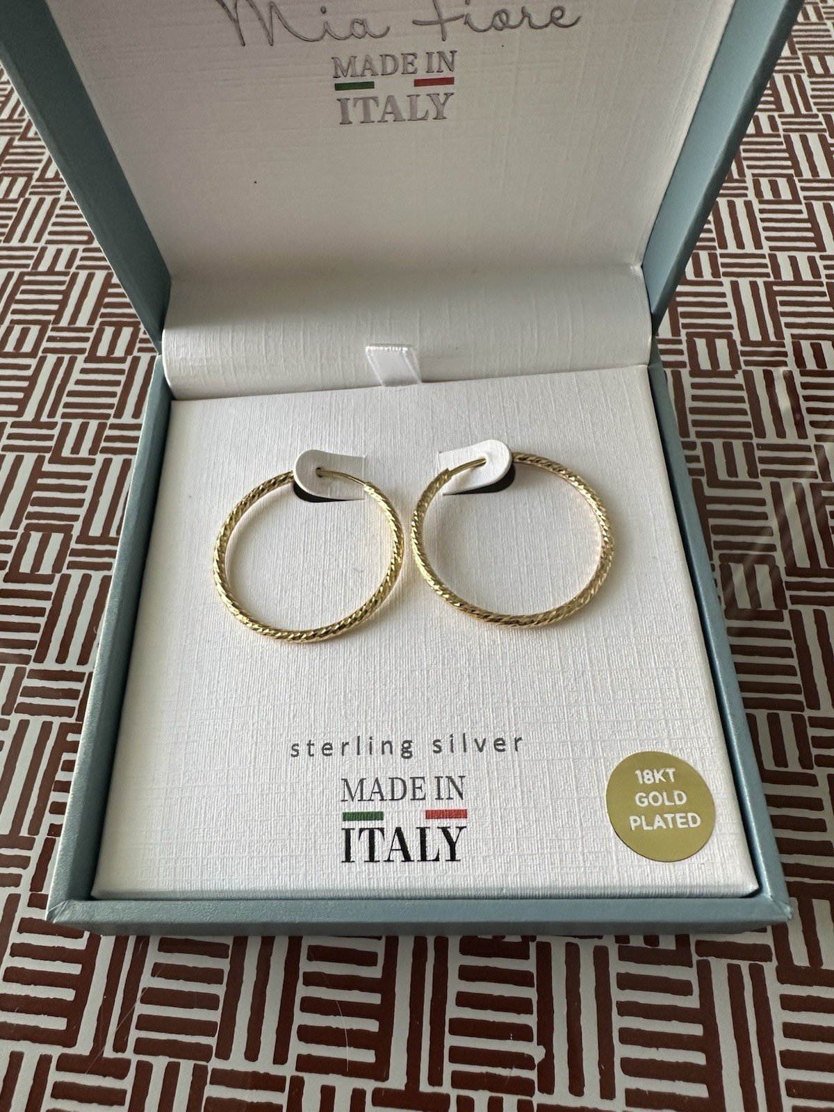 Earing 18 Kt Gold Plated Sterling Silver Made In Italy ￼￼