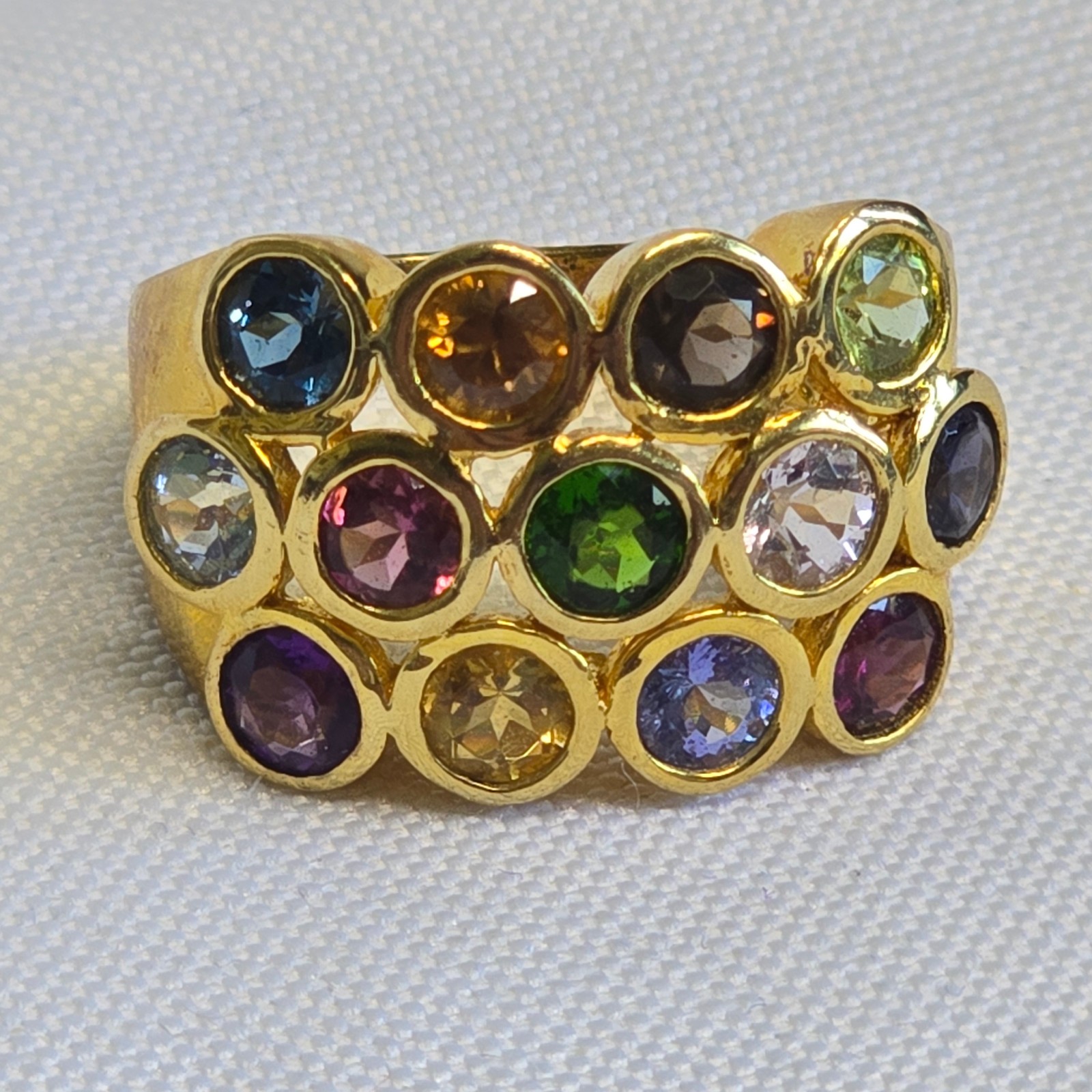 Sterling Silver Ring 6.49g Fine Jewelry Size 8 Band Multicolor Stones *READ*