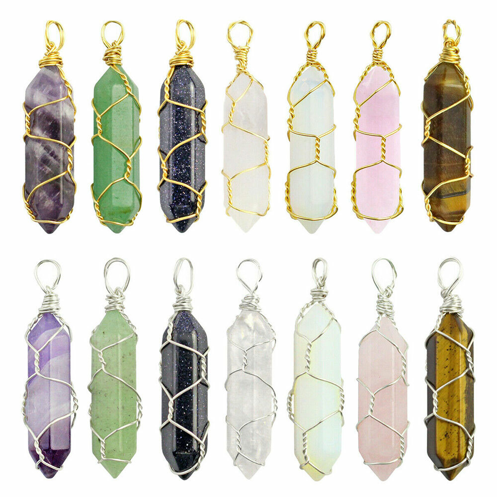 7 Lots Natural Obelisk Quartz Crystal Wand Tower Point Jewelry Making Wire Wrap