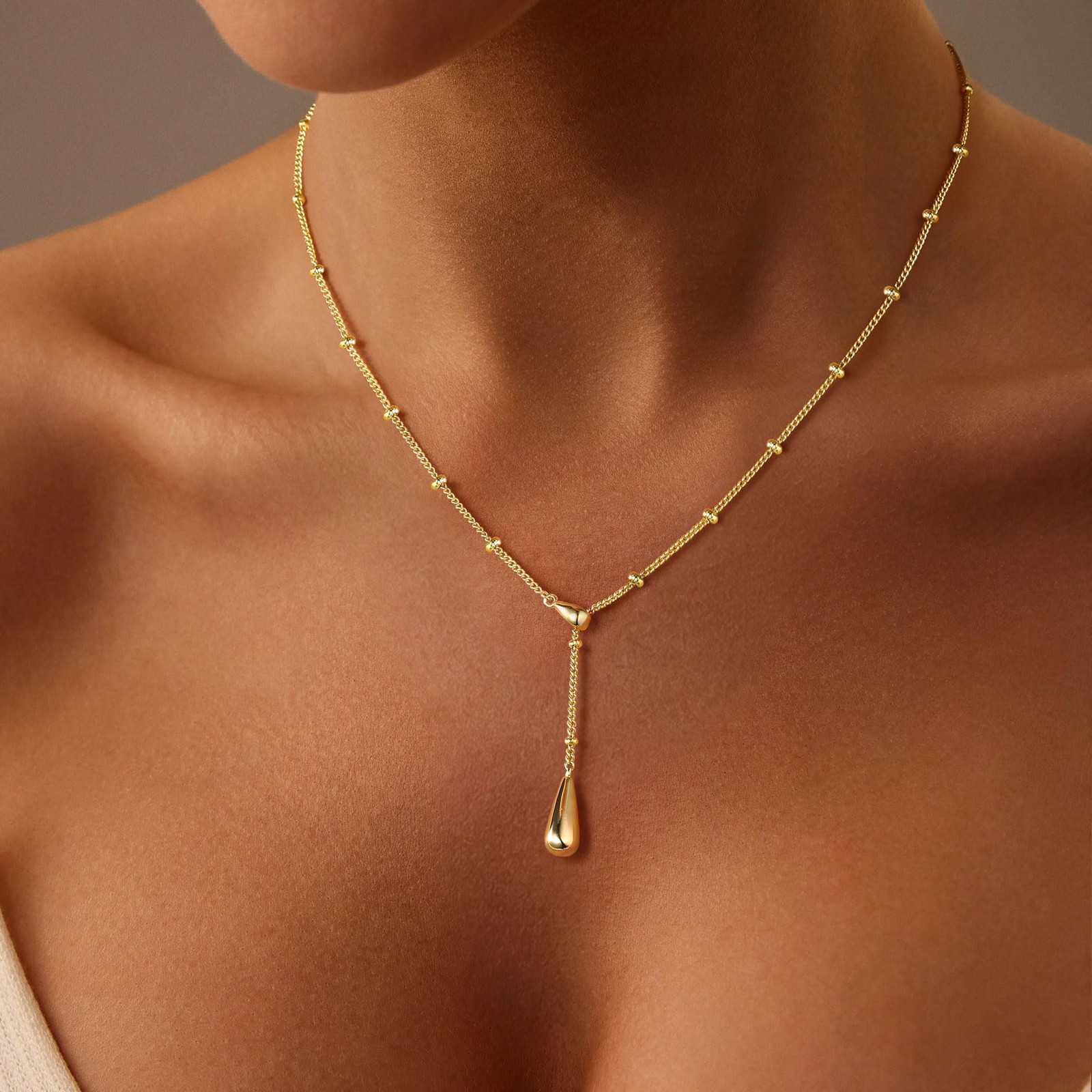 M MOOHAM Gold Necklace for Women Non Tarnish – Dainty 14K Gold Plated Beaded …