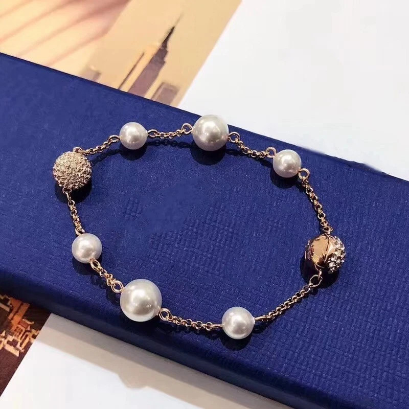 Swarovski Elements Pearl Bracelet Women Magnetic Buckle NEW