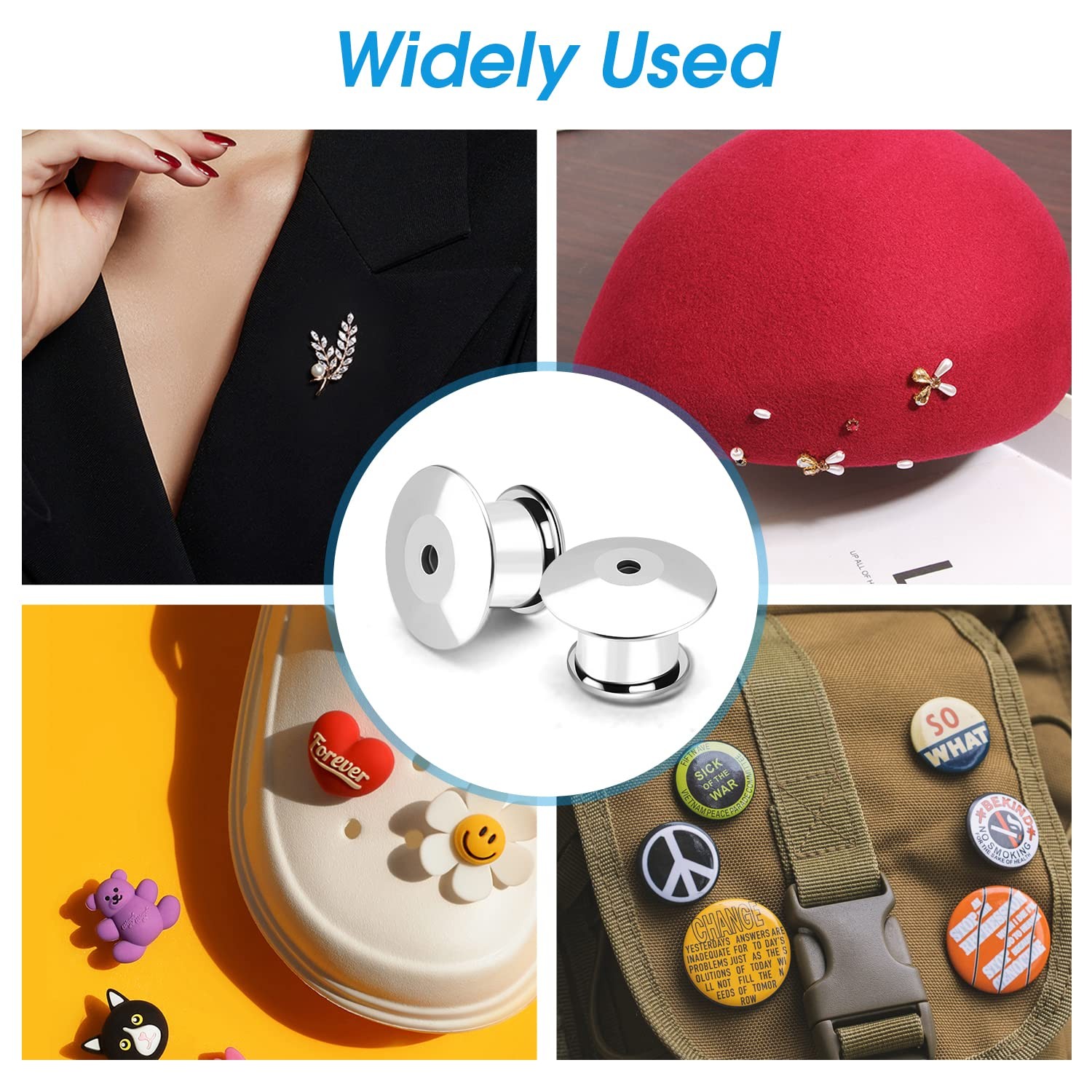40PCS Locking Pin Back Clasp Metal Pin Backing for Brooch Enamel Jewelry