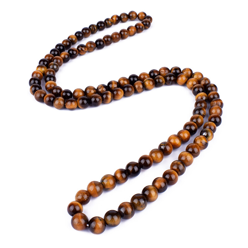 8/10mm Blue Tiger Eye Bead Necklace Hematite Lava Obsidian Triple Necklace 24”