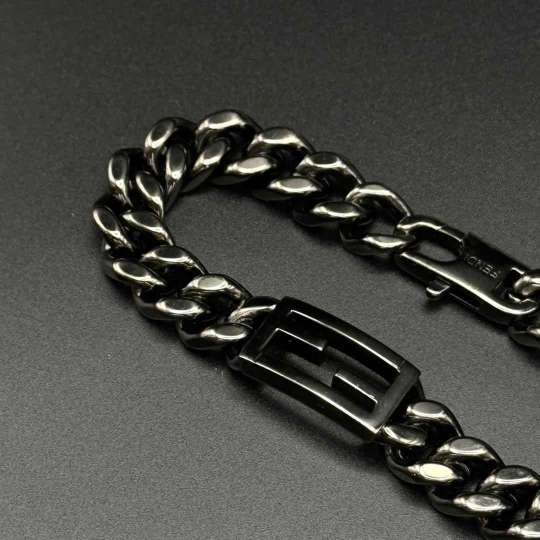 FENDI Bracelet Kihei Chain Baguette FF Logo Black Italy Authentic From Japan