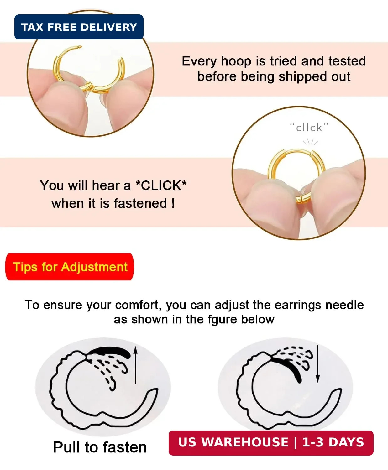 1 Pair 6mm Small Hoop Earrings for Women, Dainty 14K Gold Plated Huggie Hoop Ear