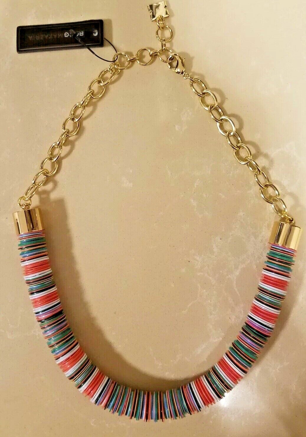 BCBG MAX AZRIA MULTI COLOR BEAD STACKS TRIBAL NECKLACE