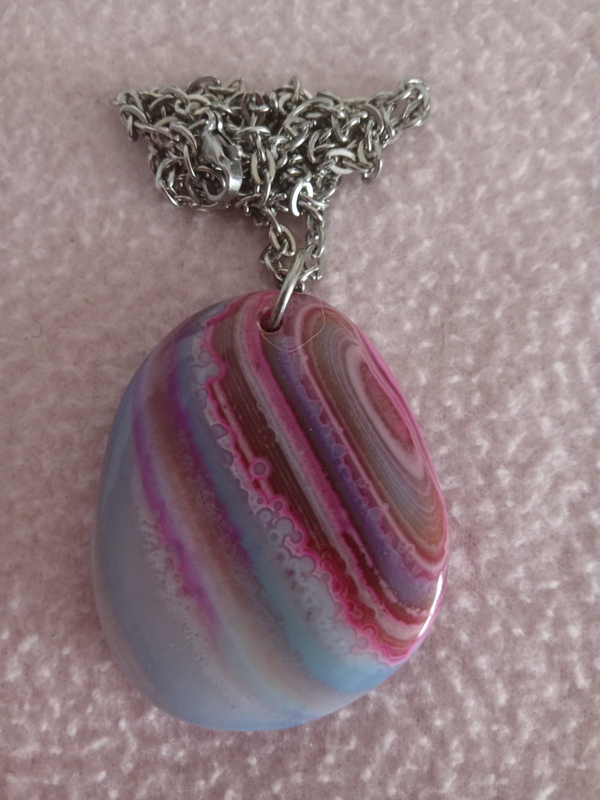 Color enhanced Multi colored stone pendant with 18 inch chain