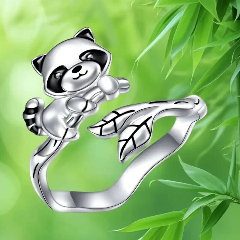 Raccoon Animal Design Silver Toned Hand Jewelry For Women Girls Adjustable New