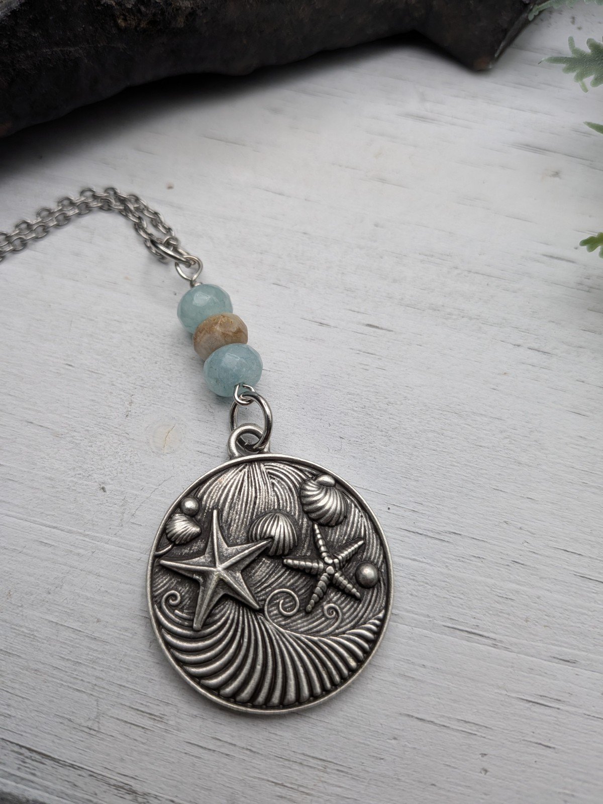 Beach Pendant Necklace / Beach Jewelry / Ocean Themed / Beaded
