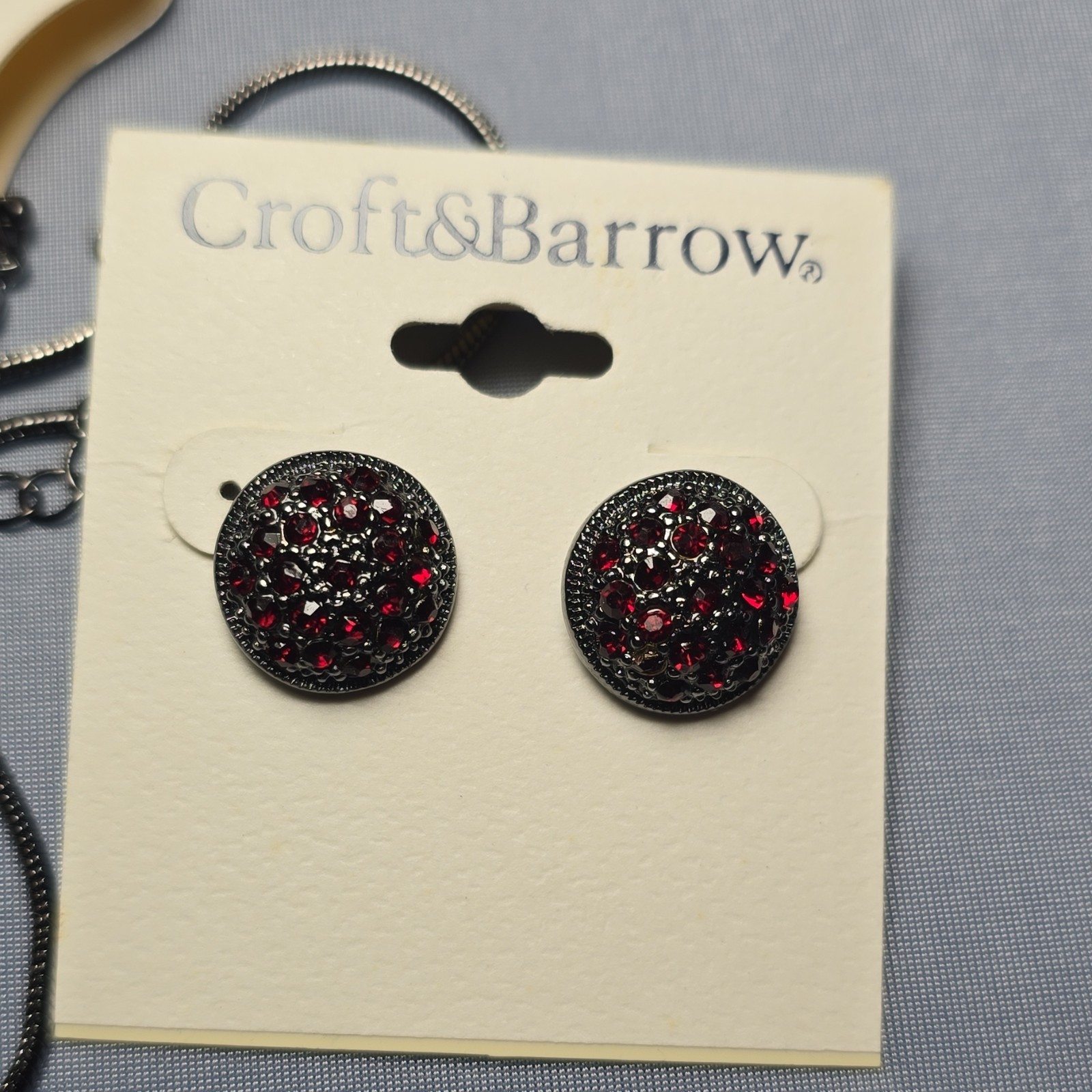 Croft & Barrow Red Crystal Rhinestone Necklace & Earrings Set, Nickel-Free