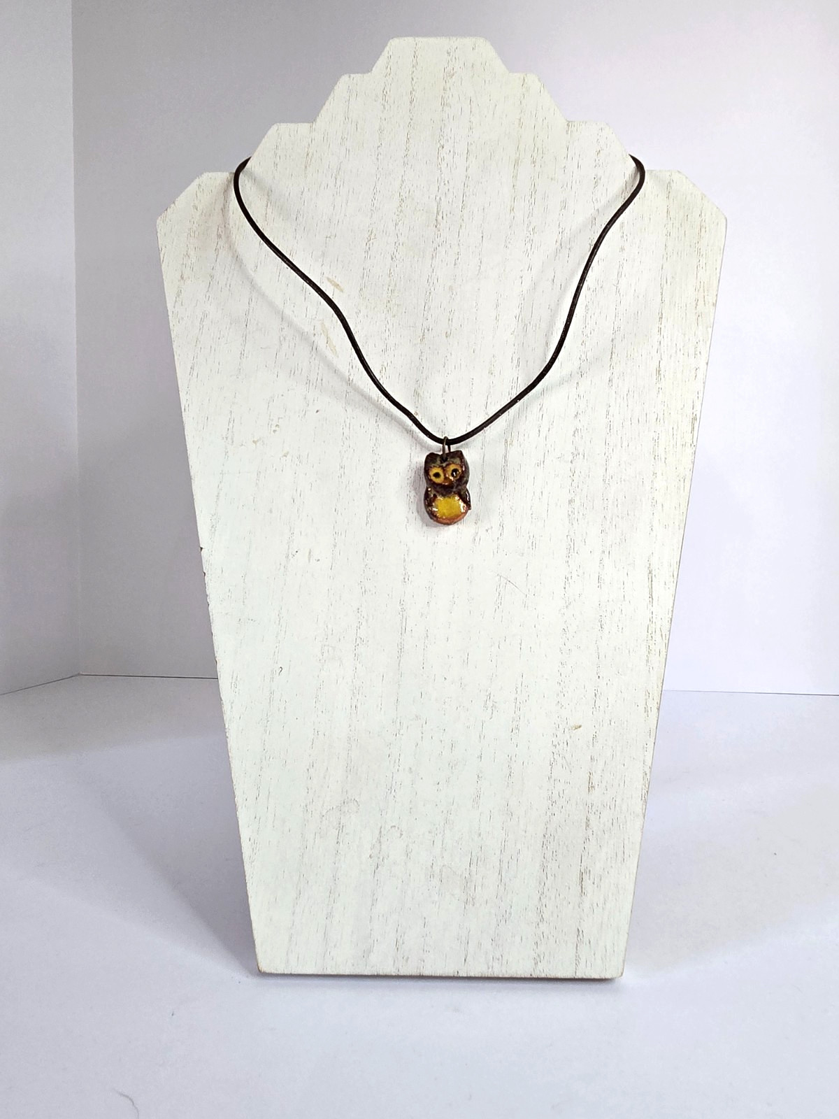 Serendipity Studio Handmade Owl Necklace Ceramic Leather Cord