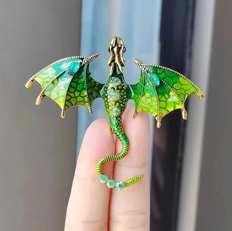 1pc Dragon Brooch Pin Enamel Crystal Animal Badge Jewelry Gift – Animal Pins*