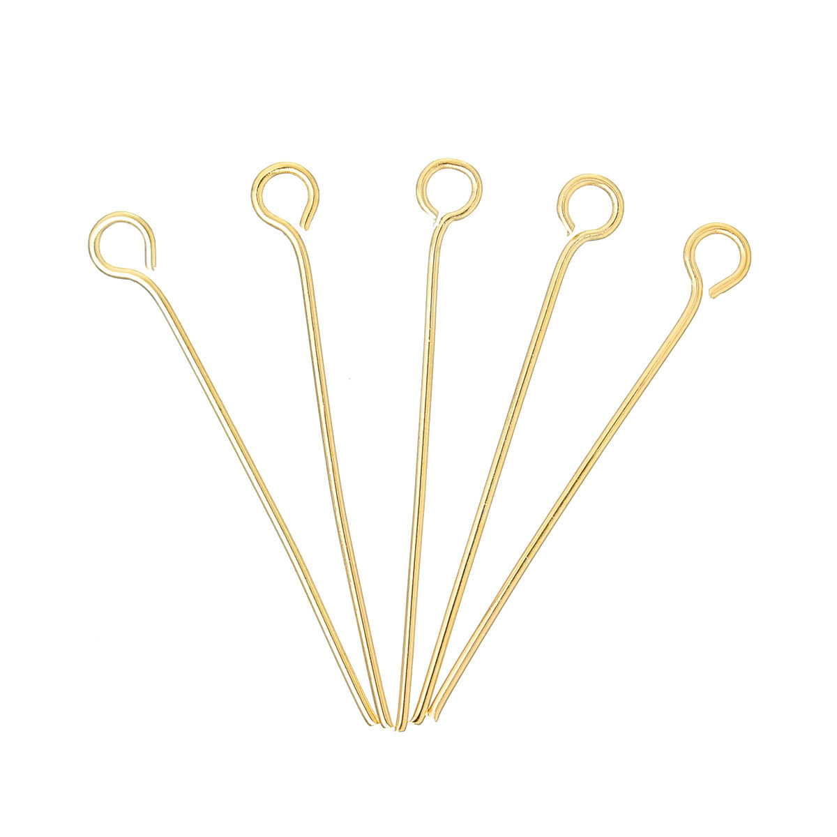 Sexy Sparkles 50 Pcs, Eye Pins Findings 18k Gold Plated 3cm Long, 0.7mm (21 Gaua