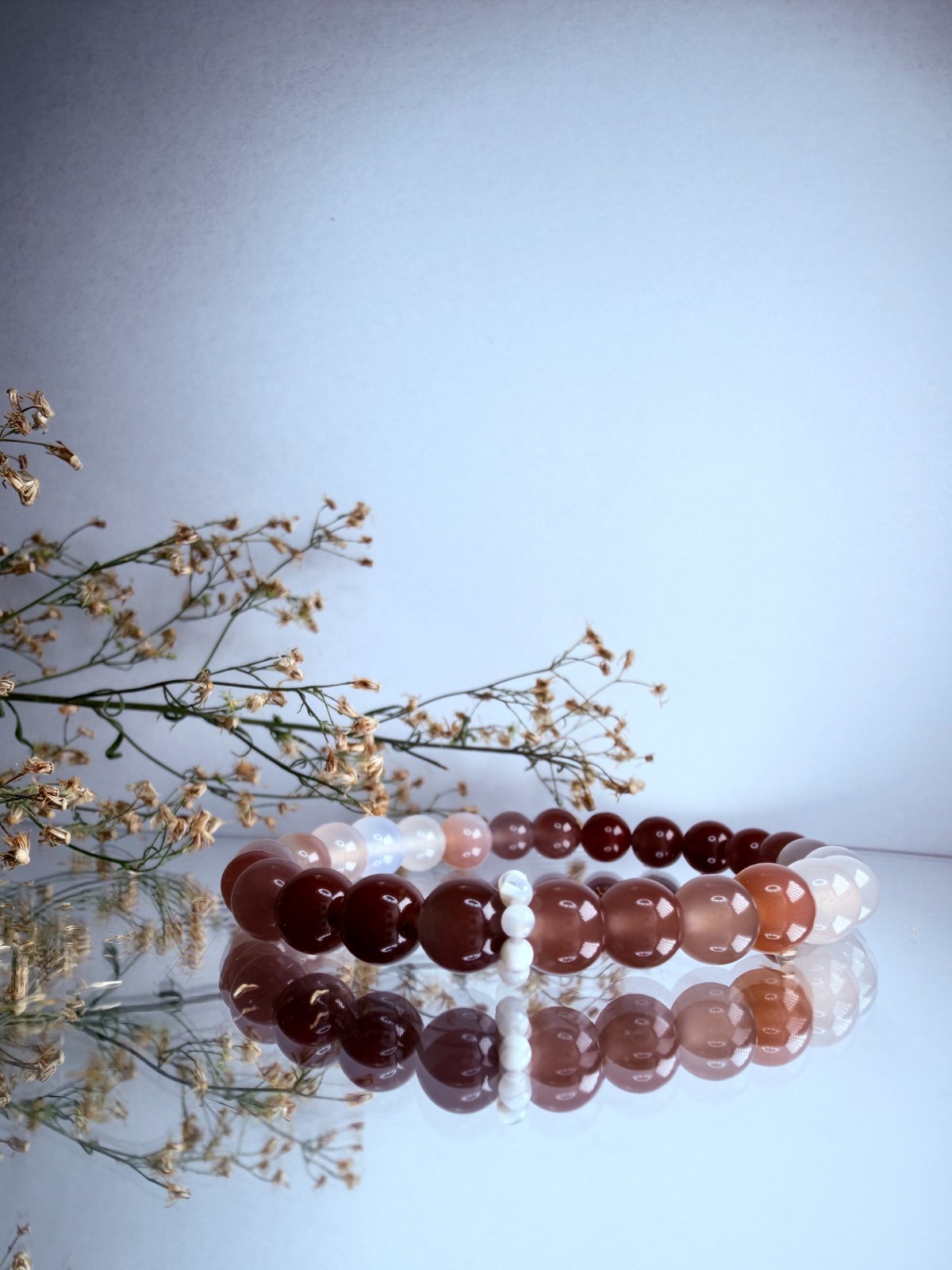 High Quality Mauve Ombré Yanyuan Agate Bracelet 6mm Beads Design Bracelet