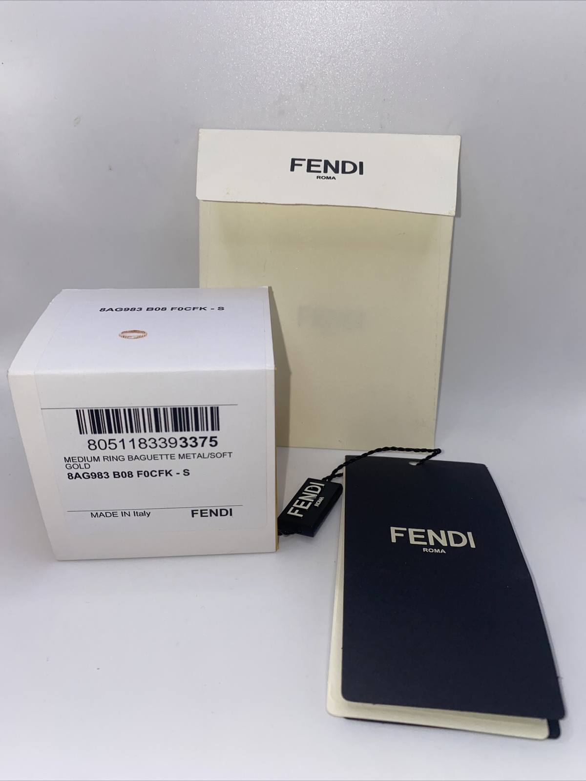 FENDI BAGUETTE RING IN GOLD COLOR RING. SIZE FENDI S / USA 5.5. NEW & AUTHENTIC