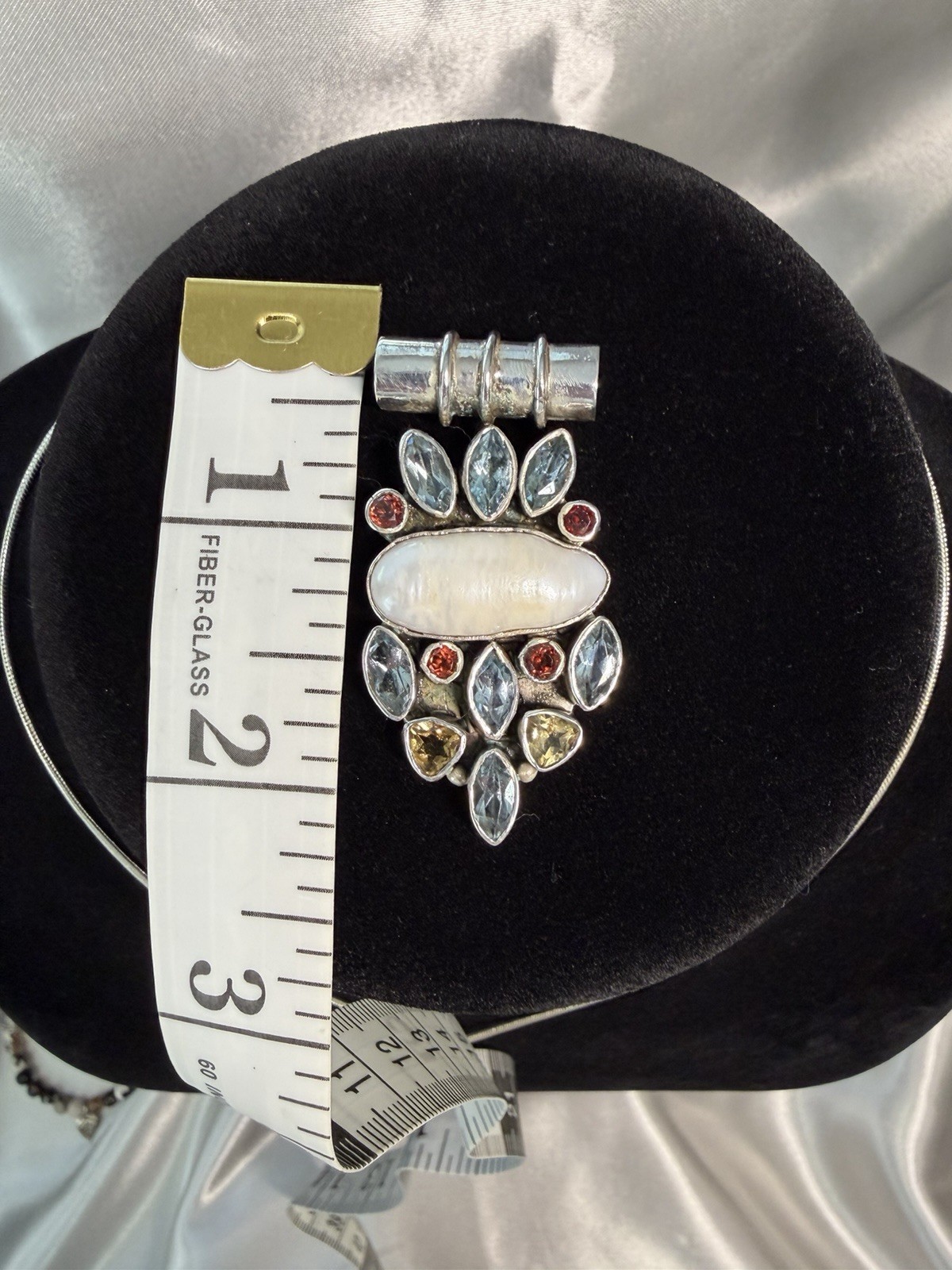 Artisan .925 Sterling Silver Multi-Gemstone Statement Pendant India
