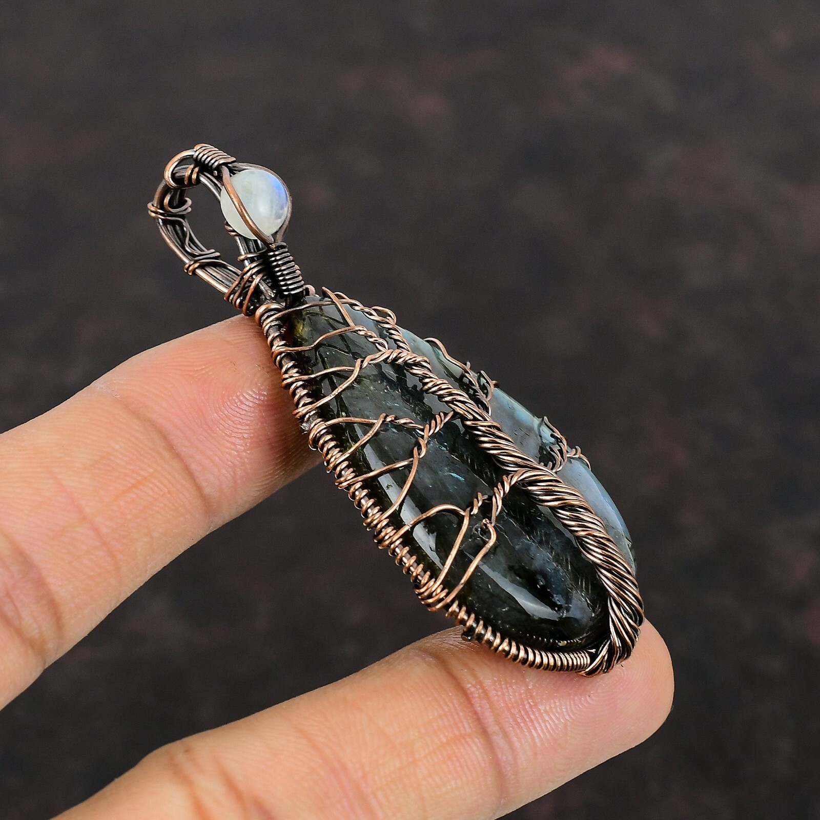 Labradorite Copper Gift For Love Wire Wrapped Tree Of Life Pendant 2.76″