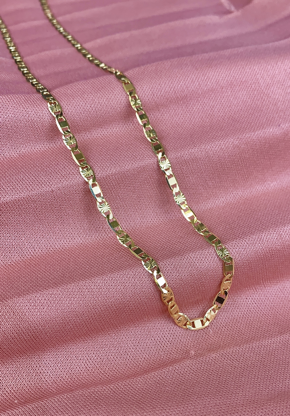 3.2mm Valentino Link Chain Necklace Diamond Cut for Womens Girls Kids Mens Gifts