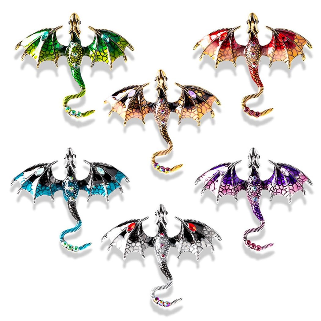 Gothic Dragon Necklace Crystal Enamel Dragon Pendant Necklaces VintageAnimal …