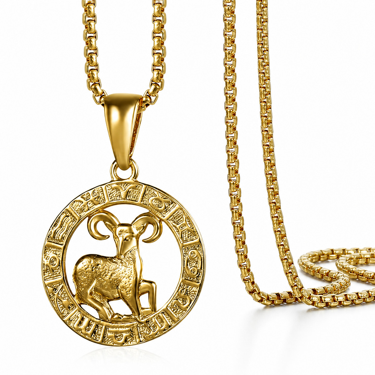 14K Gold Plated Aries Zodiac Horoscope Pendant Necklace 18″ Unisex Constellation
