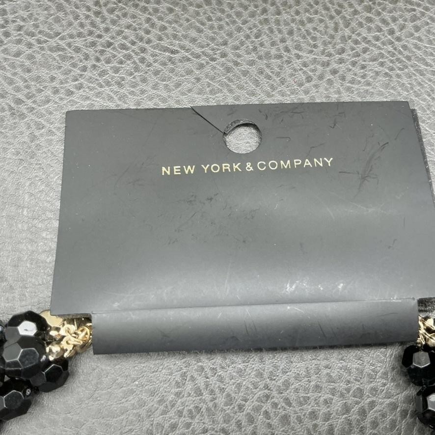 New York & Company Statement Necklace Black Beaded Multi-Strand Rhinestone