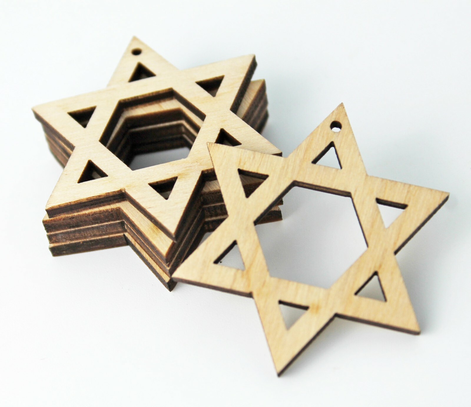 ALL SIZE (12pc – 48pc) Unfinished Wood Jewish Star of David Earrings Blanks