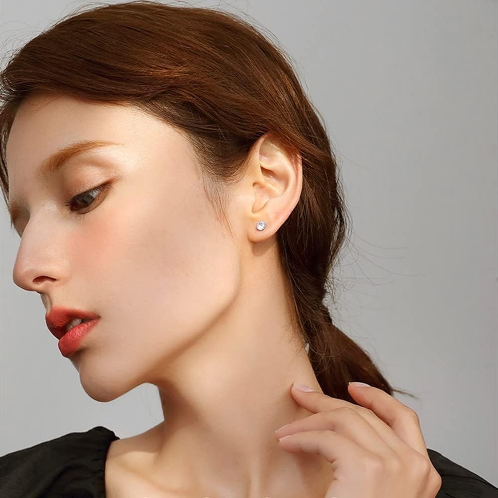 SIISPRI 4 Pairs Titanium Screw Back Surgical Stainless Steel Stud Earrings