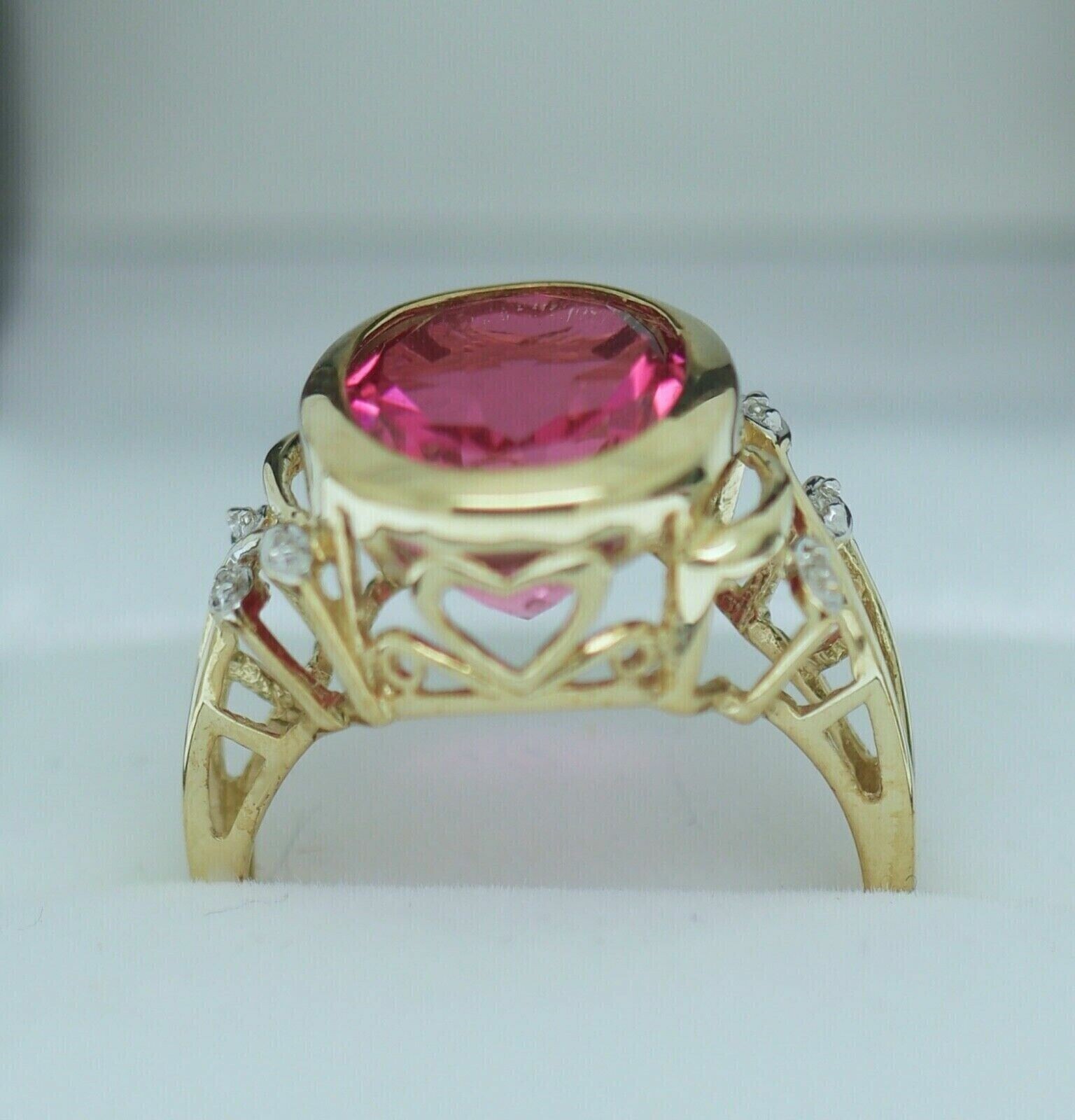 Oval Simulated Pink Ruby Gorgeous Promise Charm Band Ring 14k Yellow Gold Plated
