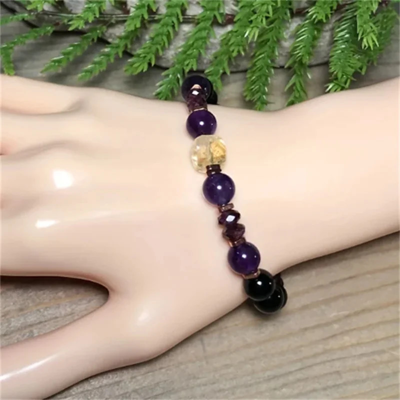 Mixed Natural Gemstone Bracelet Attract Money Protection Healing Relief Amethyst